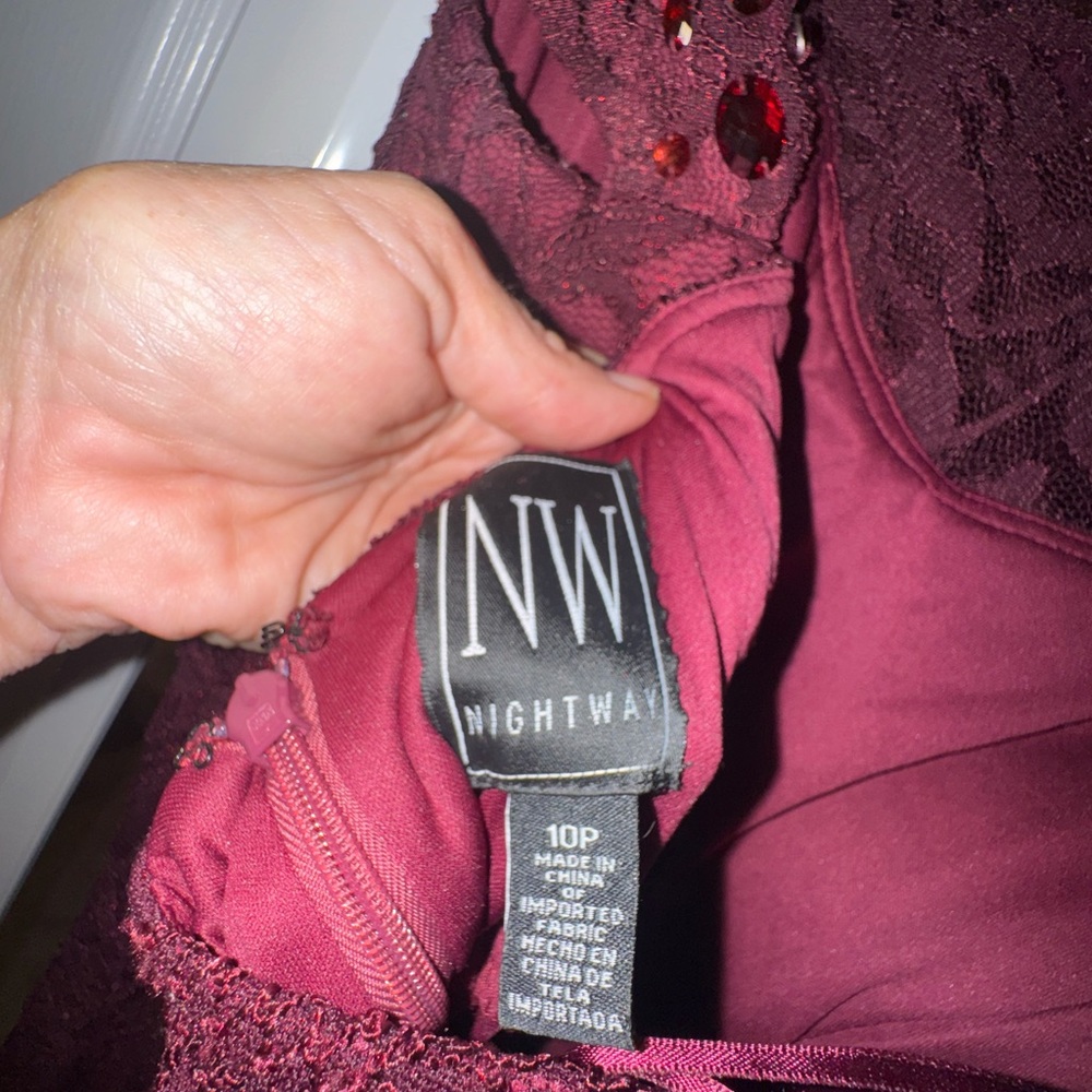 Night Way Collections Burgundy Lace Wedding Dress - Picture 9 of 9